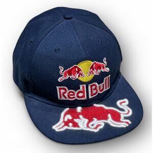 Red Bull Hat Mens Snapback Baseball Cap Energy Drink Embroidered NWOT Navy Blue